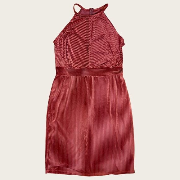 Dynamite Striped Velvet Autumn Midi Dress - Picture 2 of 10